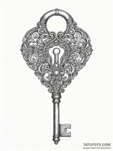 Tattoo design a highly detailed tiny key with... - эскиз тату (№1754927072_0, 11.08.2025 15:44) — Tatufoto.com