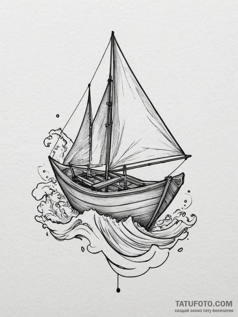 Origami boat on a wave, ink illustration for... - эскиз тату (№1754927478_0, 11.08.2025 15:51) — Tatufoto.com
