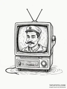 Tattoo sketch an old crt tv displaying a stat... - эскиз тату (№1754928293_0, 11.08.2025 16:04) — Tatufoto.com
