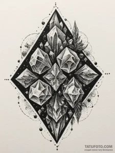 Tattoo sketch a fine line depiction of a crys... - эскиз тату (№1754931326_0, 11.08.2025 16:55) — Tatufoto.com