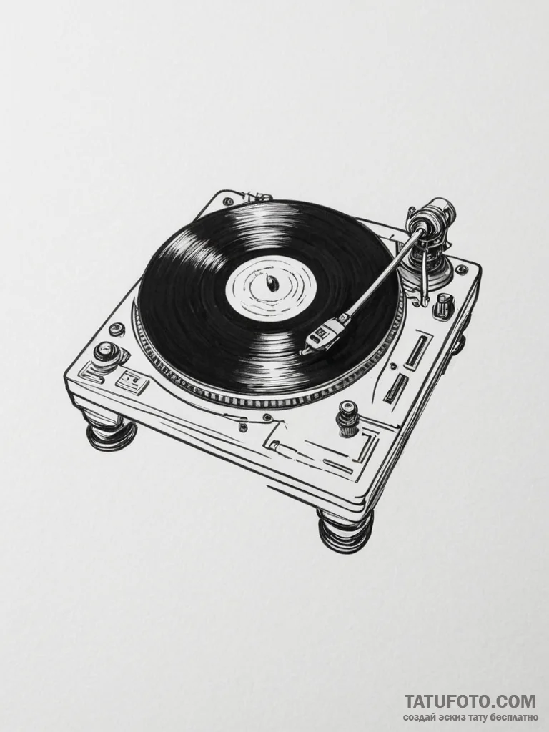 Vinyl record on a turntable - эскиз тату (№1754931527_0, 11.08.2025 16:58) — Tatufoto.com