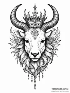 Tattoo sketch a zodiac animal head with a cla... - эскиз тату (№1754932117_0, 11.08.2025 17:08) — Tatufoto.com