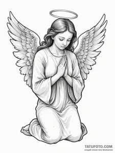 молящийся ангел - эскиз тату (№1754937739_0, 11.08.2025 18:42) — Tatufoto.com