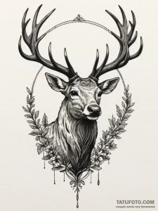 A peryton (winged stag), tattoo drawing outli... - эскиз тату (№1754948082_0, 11.08.2025 21:34) — Tatufoto.com