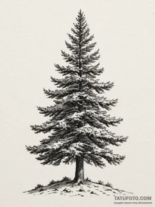 Tattoo sketch a majestic pine tree, standing... - эскиз тату (№1754949457_0, 11.08.2025 21:57) — Tatufoto.com