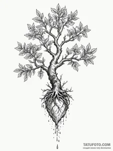 Tattoo sketch a seed growing into a mature tr... - эскиз тату (№1754950046_0, 11.08.2025 22:07) — Tatufoto.com