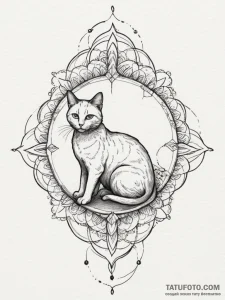 Tattoo sketch a small, elegant cat silhouette... - эскиз тату (№1754950437_0, 11.08.2025 22:13) — Tatufoto.com
