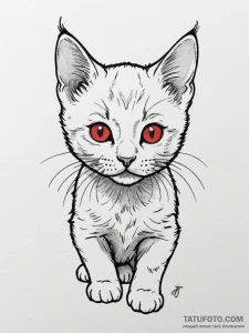 Kitten, ink illustration for tattoo, black an... - эскиз тату (№1754951034_0, 11.08.2025 22:23) — Tatufoto.com