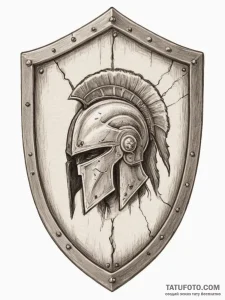 Tattoo sketch a spartan shield with subtle cr... - эскиз тату (№1754951625_0, 11.08.2025 22:33) — Tatufoto.com