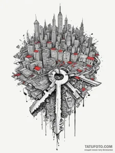 Tattoo sketch a key to a specific city or cou... - эскиз тату (№1754952229_0, 11.08.2025 22:43) — Tatufoto.com
