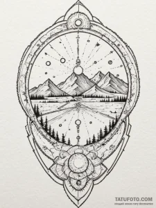 Tattoo design a surveyor's transit, symbolizi... - эскиз тату (№1754953033_0, 11.08.2025 22:57) — Tatufoto.com