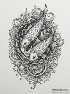 Tattoo design pisces fish, with neptune's gly... - эскиз тату (№1754953642_0, 11.08.2025 23:07) — Tatufoto.com