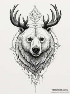 A powerful tattoo sketch of a bear, the sacre... - эскиз тату (№1754953847_0, 11.08.2025 23:10) — Tatufoto.com