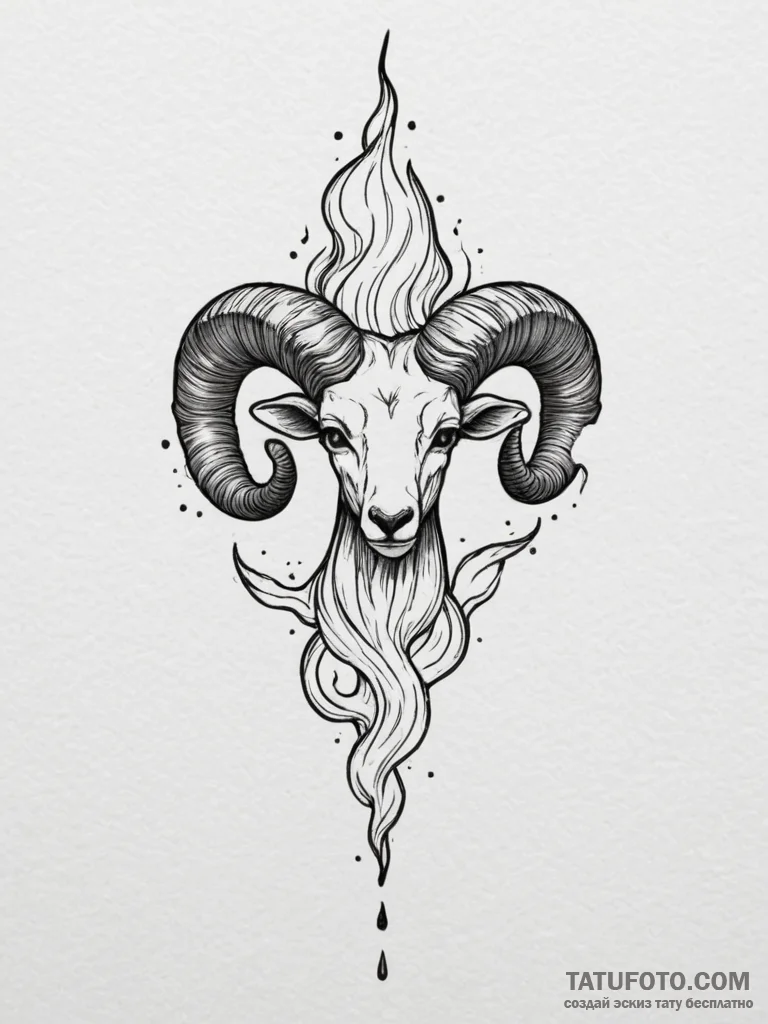 Tattoo sketch an aries symbol formed by styli... - эскиз тату (№1754954245_0, 11.08.2025 23:17) — Tatufoto.com