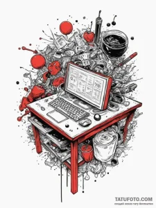 The cluttered desk of a comic book artist., t... - эскиз тату (№1754955047_0, 11.08.2025 23:30) — Tatufoto.com