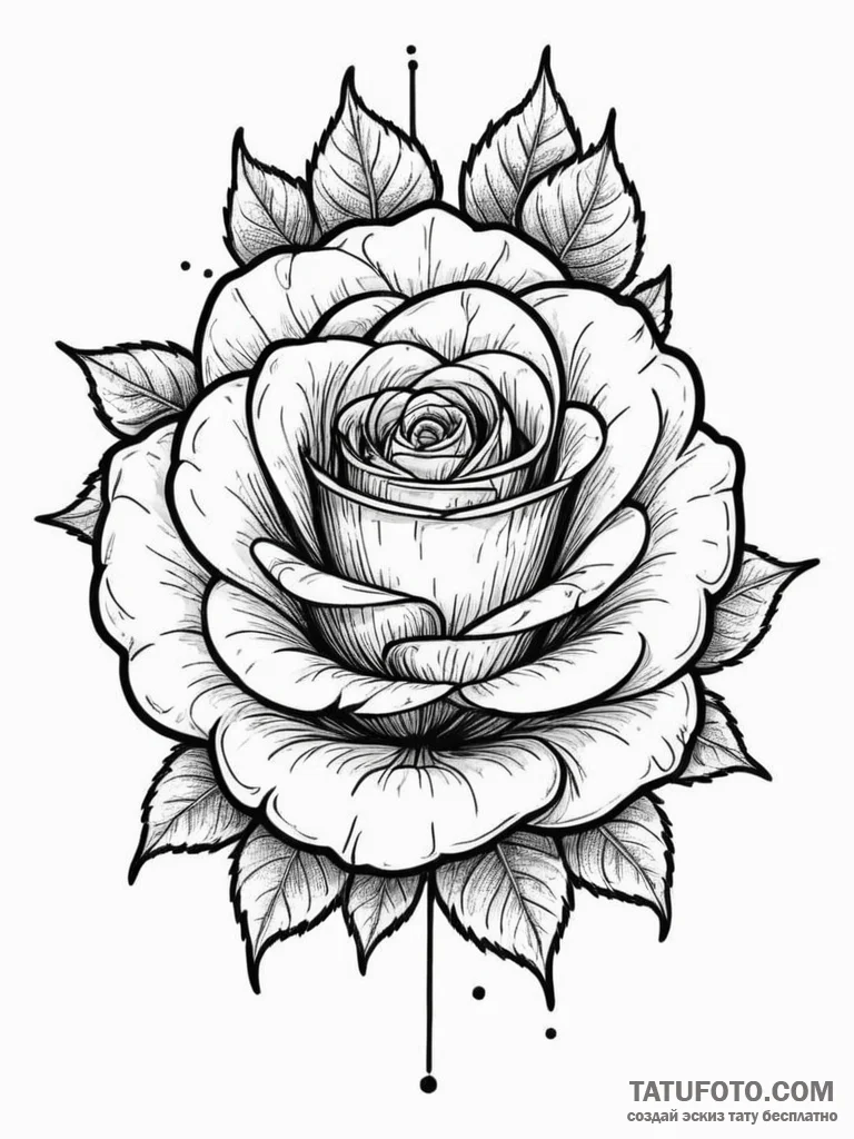 Black rose, tattoo line art, on a clean white... - эскиз тату (№1754955638_0, 11.08.2025 23:40) — Tatufoto.com