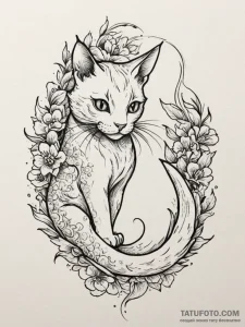 Tattoo sketch a small, elegant cat silhouette... - эскиз тату (№1754956241_0, 11.08.2025 23:50) — Tatufoto.com