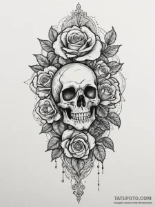 Lace, ink illustration for tattoo, chicano ta... - эскиз тату (№1754958017_0, 12.08.2025 00:20) — Tatufoto.com