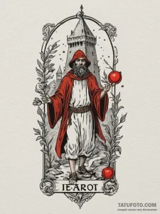 A tarot card (e.g., the fool, the hermit, the... - эскиз тату (№1754958218_0, 12.08.2025 00:23) — Tatufoto.com