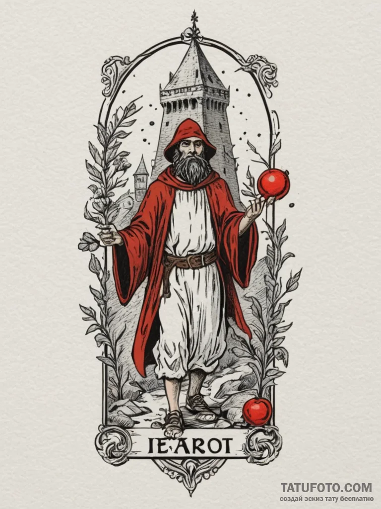 A tarot card (e.g., the fool, the hermit, the... - эскиз тату (№1754958218_0, 12.08.2025 00:23) — Tatufoto.com