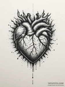 Tattoo design a stylized pixelated heart brea... - эскиз тату (№1754958428_0, 12.08.2025 00:27) — Tatufoto.com