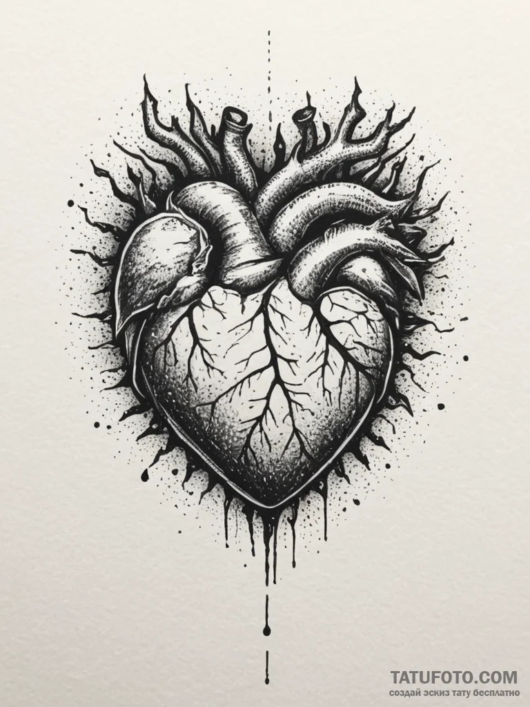 Tattoo design a stylized pixelated heart brea... - эскиз тату (№1754958428_0, 12.08.2025 00:27) — Tatufoto.com