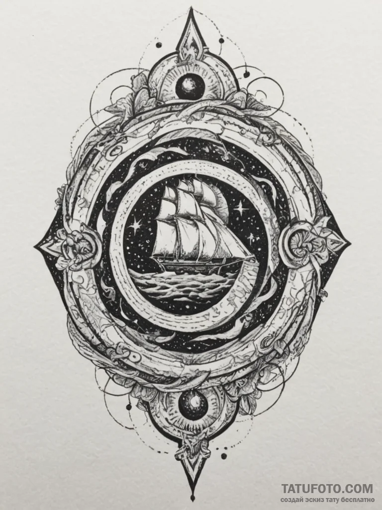 Tattoo design a 'cosmic swirl' on one, its co... - эскиз тату (№1754959026_0, 12.08.2025 00:37) — Tatufoto.com