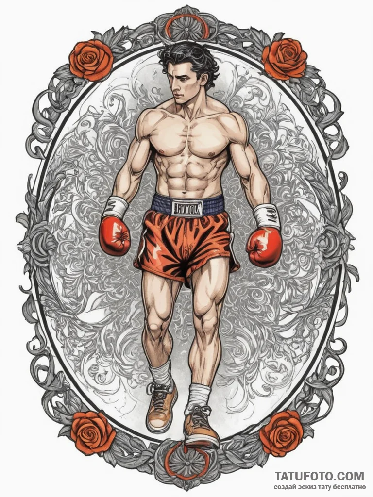 Tattoo design a boxing ring with a powerful f... - эскиз тату (№1754959635_0, 12.08.2025 00:47) — Tatufoto.com