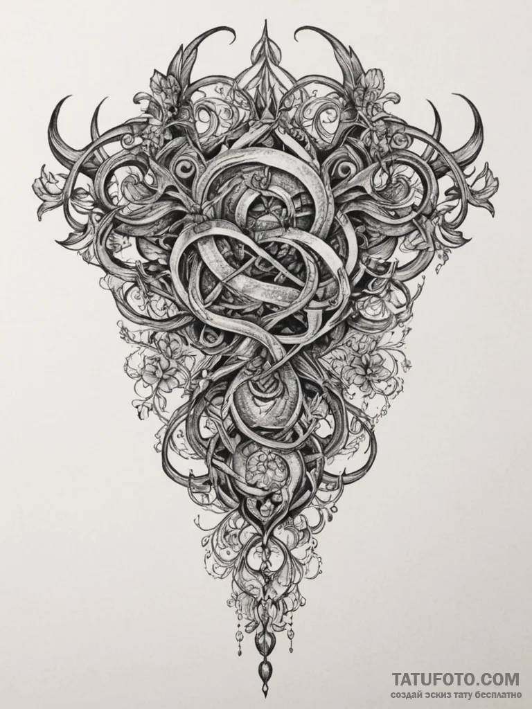 Tattoo sketch: an ornamental tattoo featuring... - эскиз тату (№1754959837_0, 12.08.2025 00:50) — Tatufoto.com