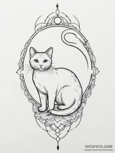 Tattoo design a silhouette of a cat, with a c... - эскиз тату (№1754960442_0, 12.08.2025 01:00) — Tatufoto.com
