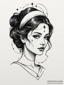 Tattoo sketch a silhouette of a woman's face,... - эскиз тату (№1754960841_0, 12.08.2025 01:07) — Tatufoto.com