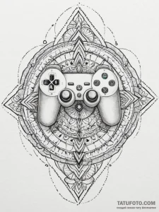 Tattoo sketch a classic game controller split... - эскиз тату (№1754961042_0, 12.08.2025 01:10) — Tatufoto.com