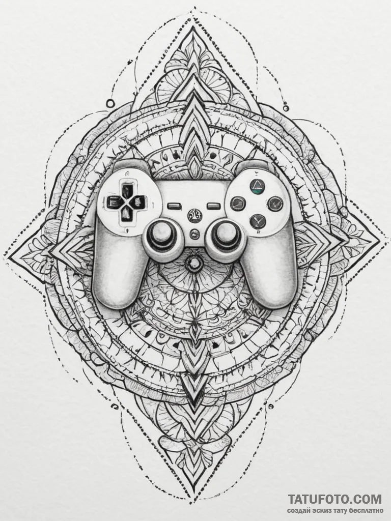 Tattoo sketch a classic game controller split... - эскиз тату (№1754961042_0, 12.08.2025 01:10) — Tatufoto.com