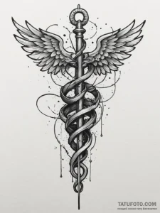 Tattoo sketch a military medic's caduceus int... - эскиз тату (№1754961646_0, 12.08.2025 01:20) — Tatufoto.com