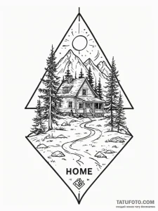 Tattoo sketch a small, minimalist "home" icon... - эскиз тату (№1754962452_0, 12.08.2025 01:34) — Tatufoto.com