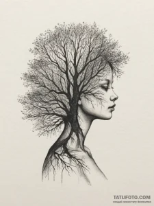 A human silhouette filled with a forest, arti... - эскиз тату (№1754963066_0, 12.08.2025 01:44) — Tatufoto.com