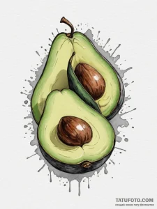 Tattoo sketch 'avocado' on one, 'toast' on th... - эскиз тату (№1754964467_0, 12.08.2025 02:07) — Tatufoto.com