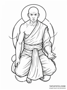 Monk, concept art for tattoo, linework tattoo... - эскиз тату (№1754964673_0, 12.08.2025 02:11) — Tatufoto.com
