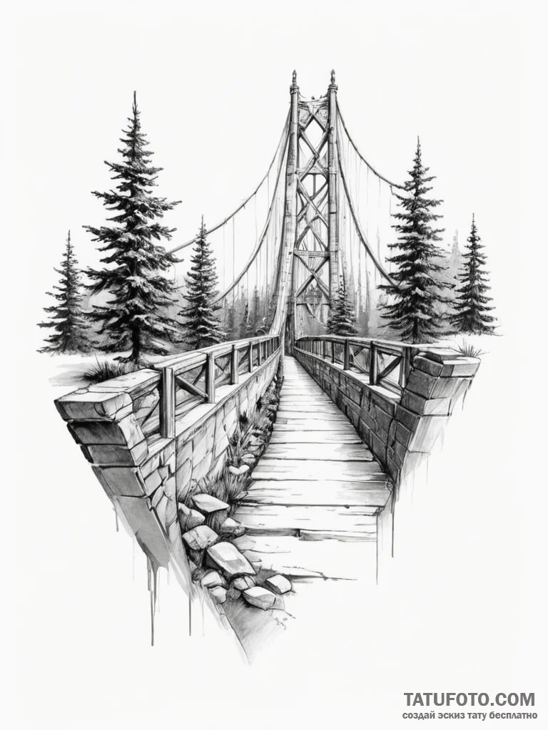 Tattoo sketch a 'bridge' connecting past and... - эскиз тату (№1754965677_0, 12.08.2025 02:27) — Tatufoto.com