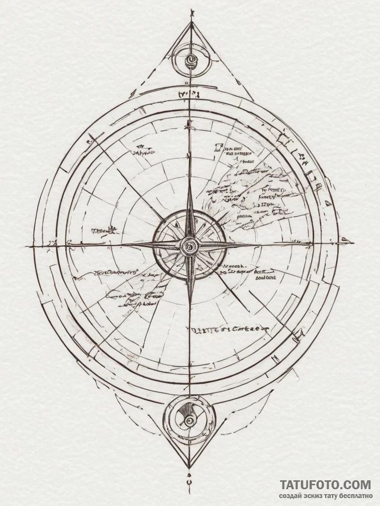 Tattoo design a surveyor's transit, symbolizi... - эскиз тату (№1754967080_0, 12.08.2025 02:51) — Tatufoto.com