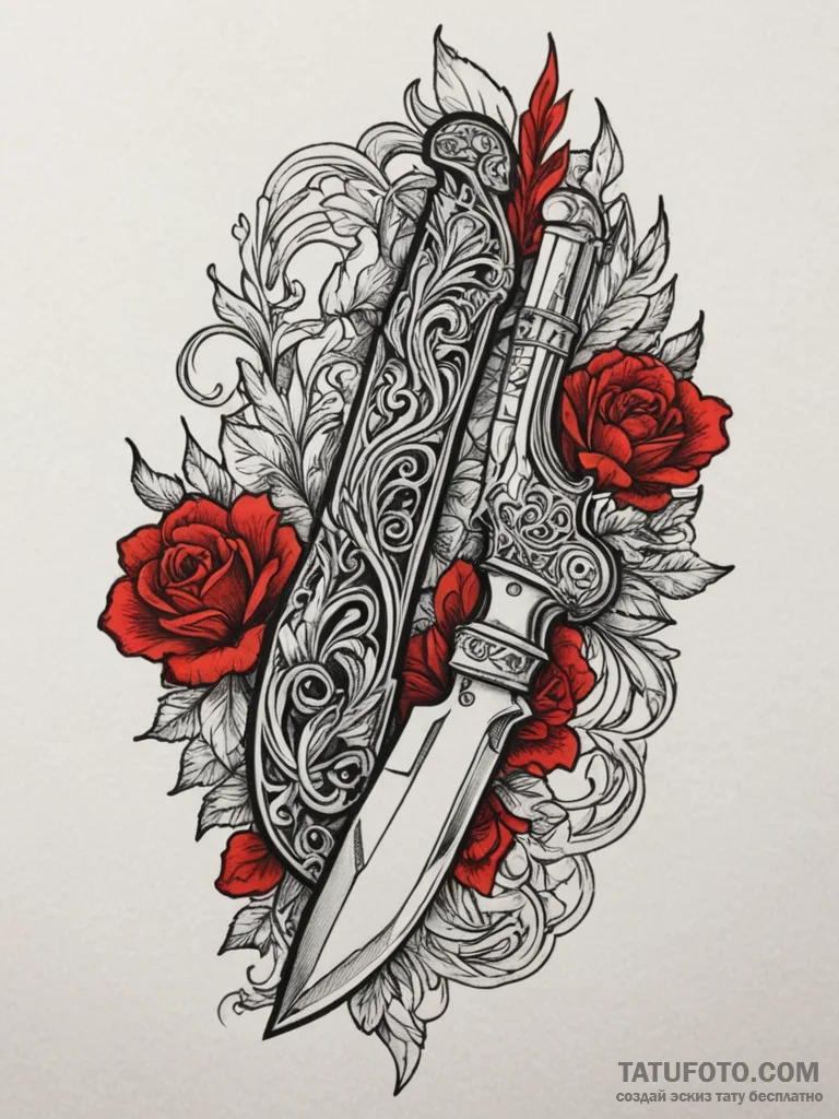 Tattoo design a classic, rugged pocket knife,... - эскиз тату (№1754967477_0, 12.08.2025 02:57) — Tatufoto.com