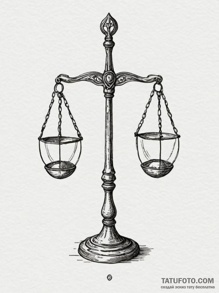 Tattoo sketch a balanced libra scale, perfect... - эскиз тату (№1754968084_0, 12.08.2025 03:08) — Tatufoto.com