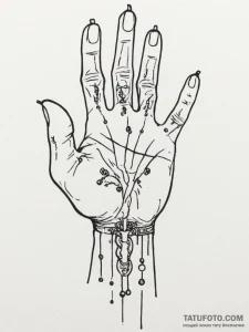 A hand with glowing circuit tattoos, tattoo d... - эскиз тату (№1754968280_0, 12.08.2025 03:11) — Tatufoto.com