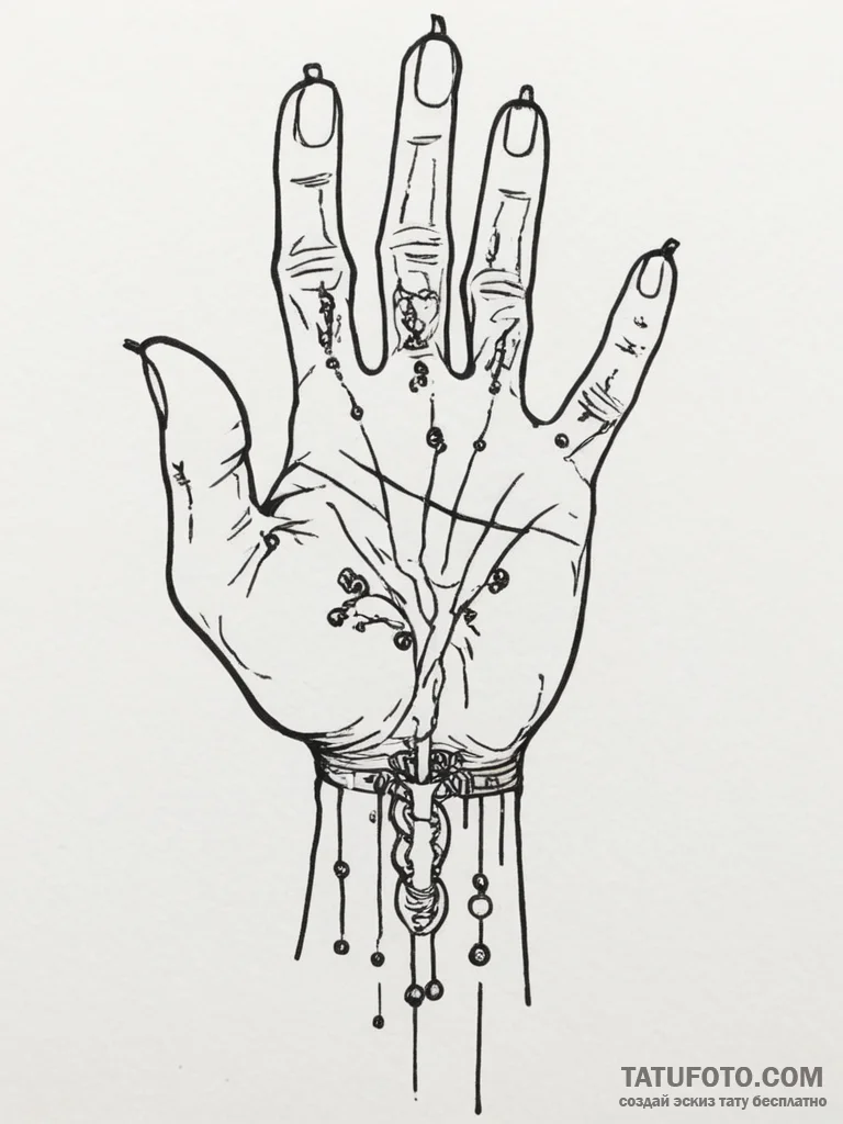 A hand with glowing circuit tattoos, tattoo d... - эскиз тату (№1754968280_0, 12.08.2025 03:11) — Tatufoto.com