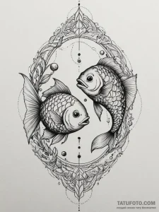 Tattoo design pisces fish, one made of glass,... - эскиз тату (№1754968887_0, 12.08.2025 03:21) — Tatufoto.com