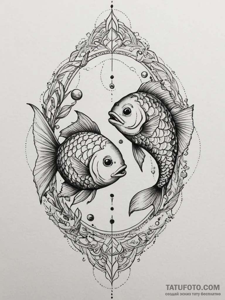 Tattoo design pisces fish, one made of glass,... - эскиз тату (№1754968887_0, 12.08.2025 03:21) — Tatufoto.com