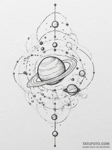 Tattoo sketch a solar system where each plane... - эскиз тату (№1754969894_0, 12.08.2025 03:38) — Tatufoto.com