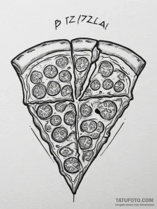 Tattoo design a 'pizza slice' on one, a 'pizz... - эскиз тату (№1754970499_0, 12.08.2025 03:48) — Tatufoto.com