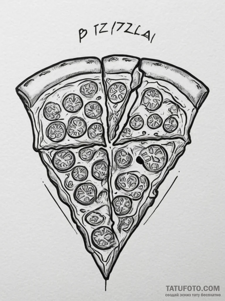 Tattoo design a 'pizza slice' on one, a 'pizz... - эскиз тату (№1754970499_0, 12.08.2025 03:48) — Tatufoto.com