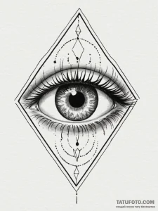 Tattoo design a stylized monster's eye peerin... - эскиз тату (№1754972285_0, 12.08.2025 04:18) — Tatufoto.com